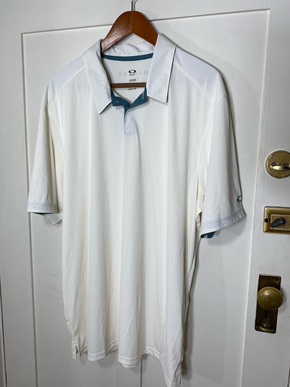 Oakley Off White Teal-colored Inner Collar Short Sleeve Polo Shirt 3XL